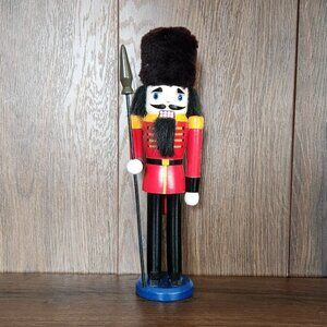 Vintage Classic Red Black Soldier Nutcracker Christmas Wooden Holiday Decor N23